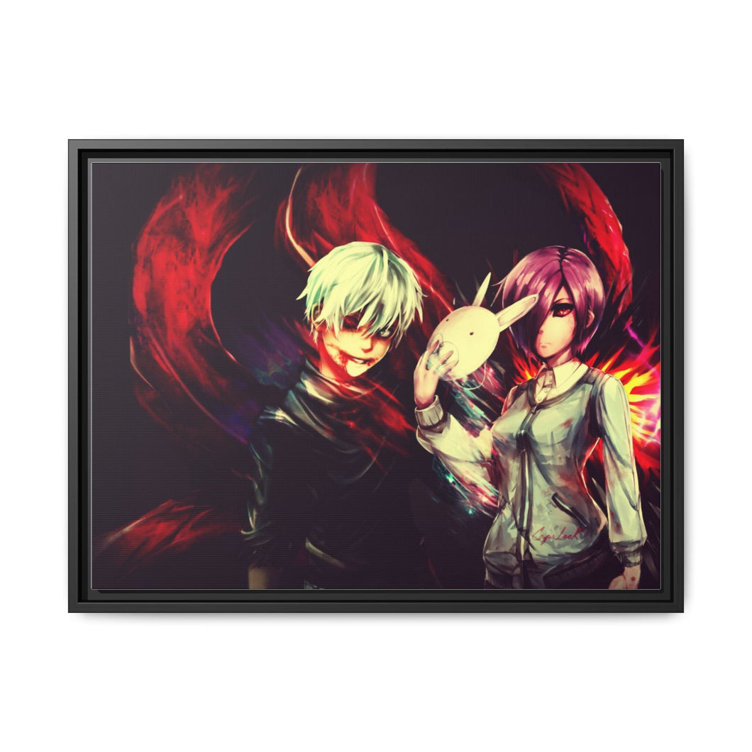 Tokyo Ghoul-Kaneki and Touka Canvas Framed Art Print