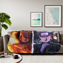 Load image into Gallery viewer, Sasuke (Moon Of Six Paths) and Naruto (Sun Of Six Paths) Sherpa Blanket
