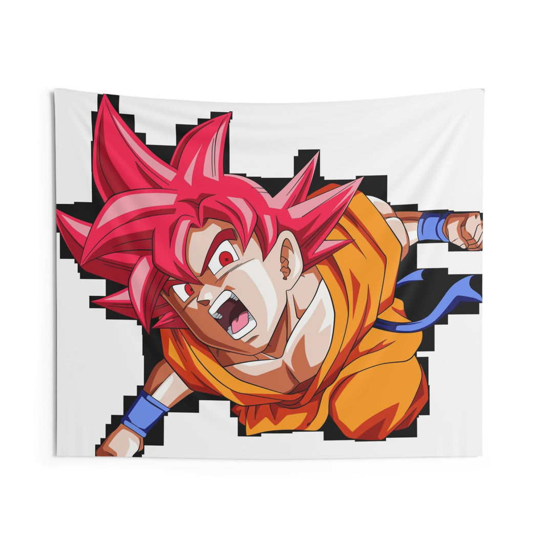 Goku SSJ God Indoor Wall Tapestry