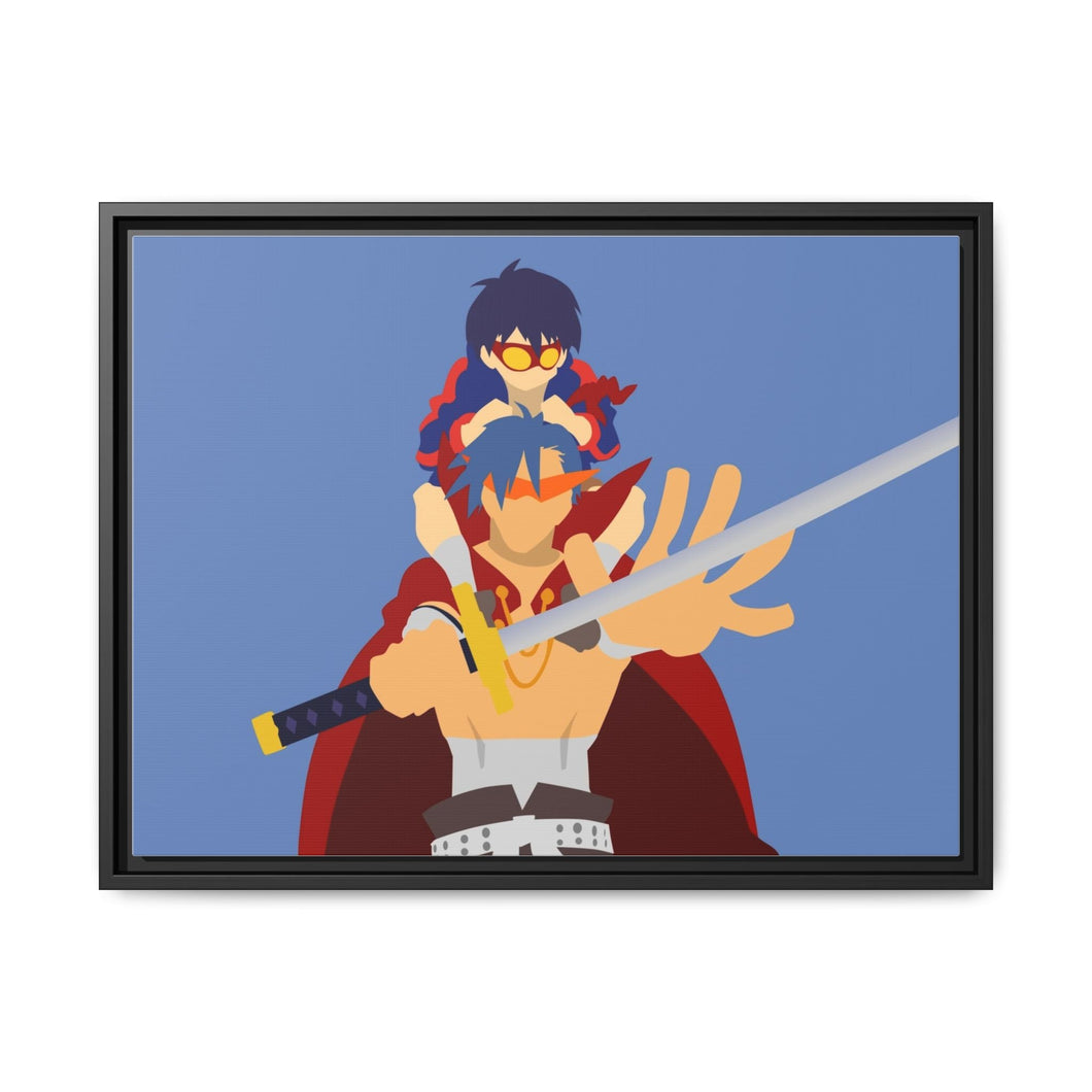 Kamina and Simon Tengen Toppa Gurren Lagann Canvas Framed Art Print