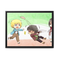 Attack on Titan - Armin Arlert, Eren Yaeger and Mikasa Ackerman Canvas Framed Art Print