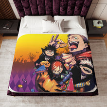 Load image into Gallery viewer, Yuji Itadori Satoru Gojo Nobara Kugisaki Megumi Fushiguro and Blindfold Sherpa Blanket
