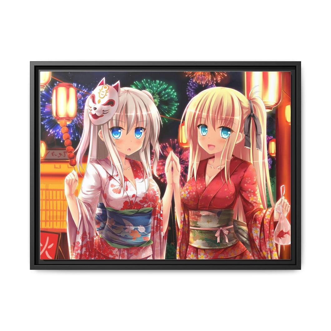 Nao Tomori  and Yusa Nishimori in yukata Canvas Framed Art Print