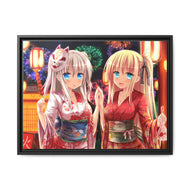 Nao Tomori  and Yusa Nishimori in yukata Canvas Framed Art Print