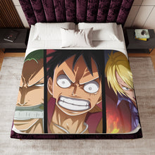 Load image into Gallery viewer, Zoro,Luffy and Sanji Sherpa Blanket
