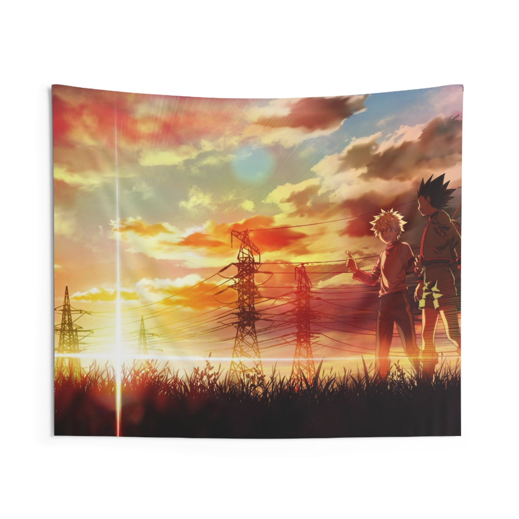 Gon and Killua walking at a beautiful sunset Indoor Wall Tapestry