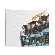 Fire Force Shinra Kusakabe, Iris, Arthur Boyle, Maki Oze, Akitaru Oubi Indoor Wall Tapestry