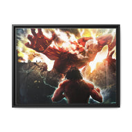 Colossal titan vs Eren Titan Canvas Framed Art Print