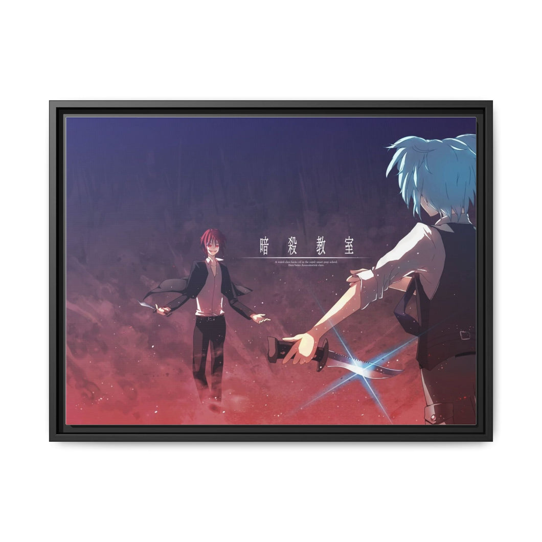 Karma Akabane VS Nagisa Shiota fight Canvas Framed Art Print