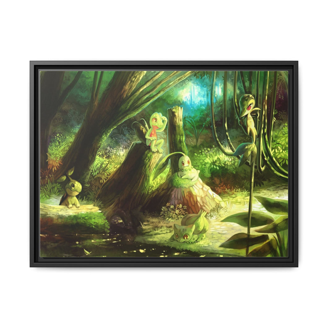 Grass Pokemon Canvas Framed Art Print