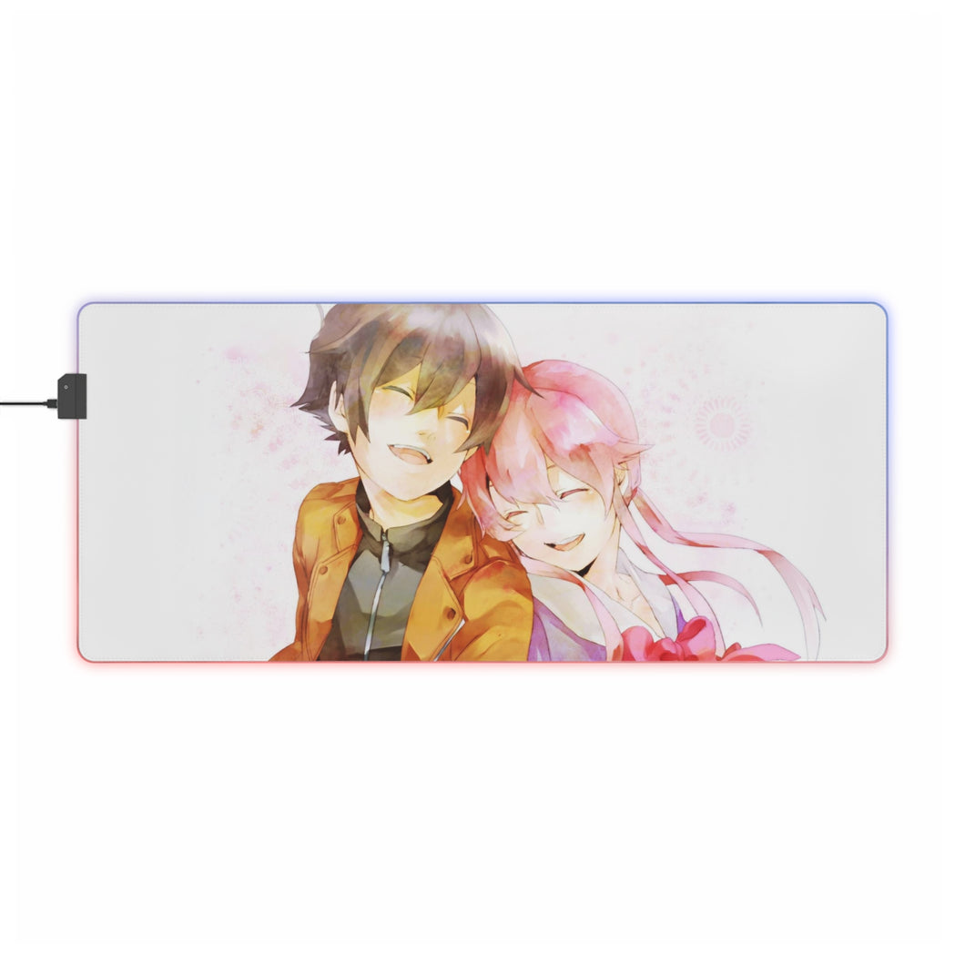 Tapis de souris LED RVB Mirai Nikki Yuno Gasai, Yukiteru Amano (tapis de bureau)