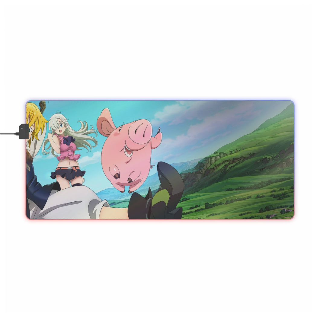 The Seven Deadly Sins Meliodas, Hawk, Elizabeth Liones RGB LED Mouse Pad (Desk Mat)