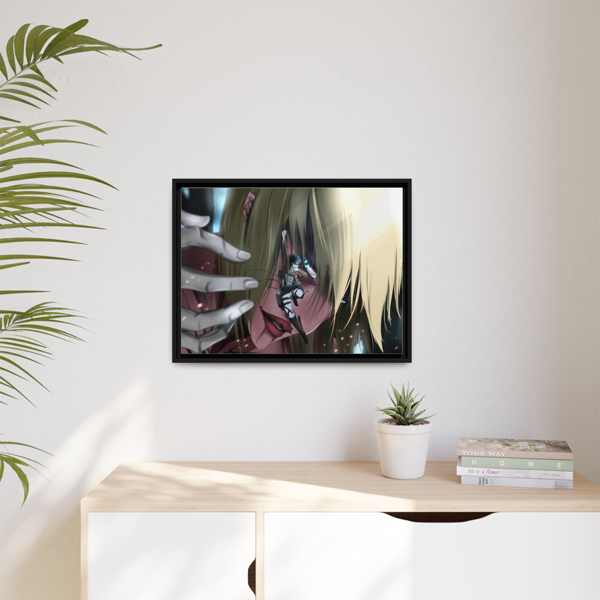 Load image into Gallery viewer, Eren Yeager and Annie Leonhart (Titan) Canvas Framed Art Print
