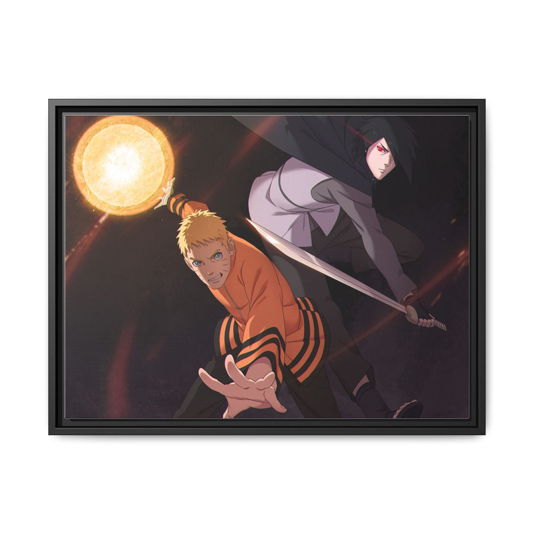 Sasuke and Naruto Canvas Framed Art Print