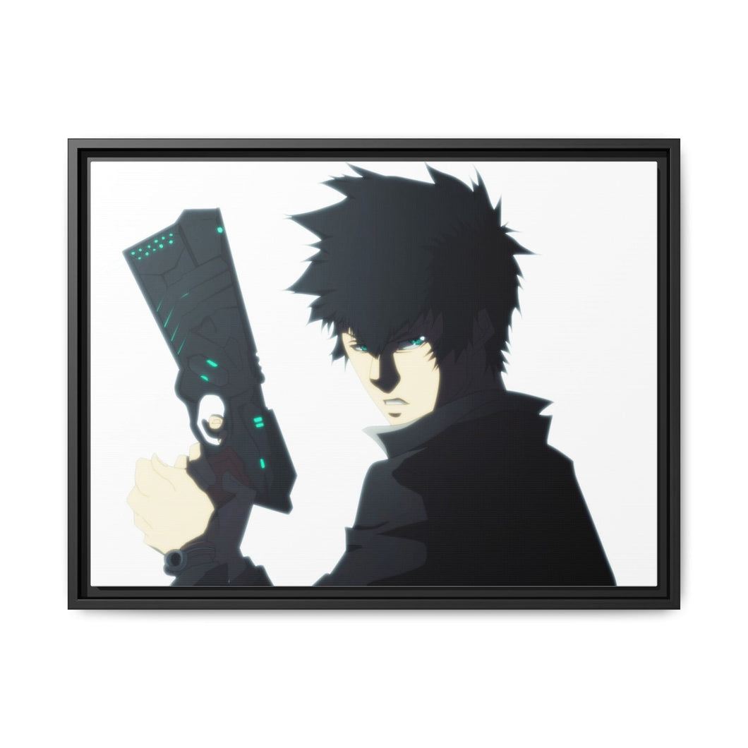 kougami with his dominator Canvas Framed Art Print