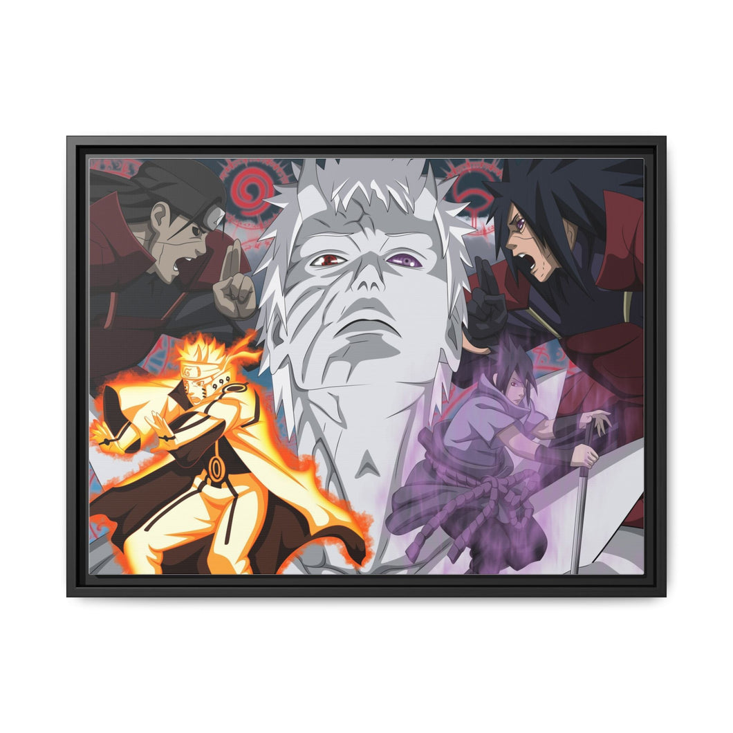 Naruto,Sasuke,Obito,Madara and Hashirama Canvas Framed Art Print