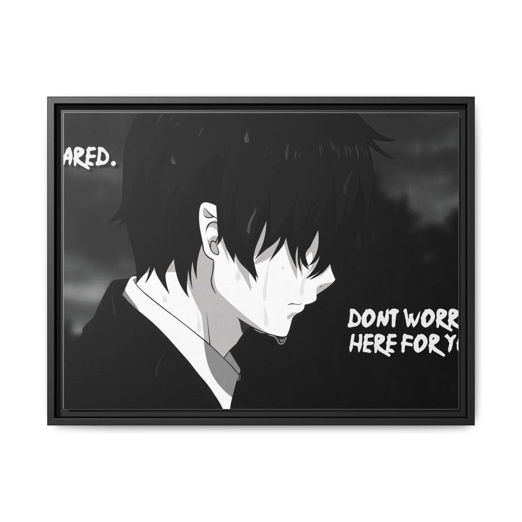 Sad Animewith quote Canvas Framed Art Print