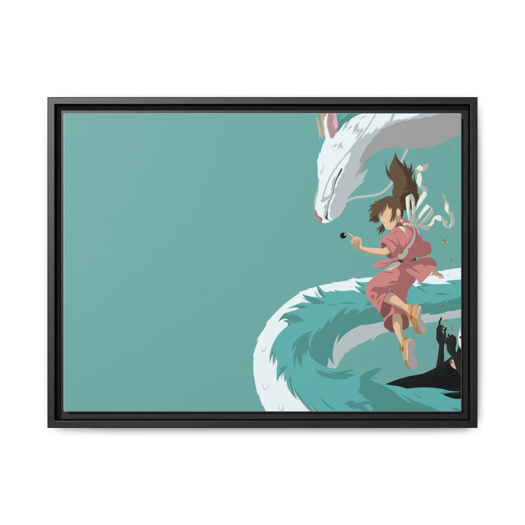 Minimalist Chihiro, Haku, and No-face Canvas Framed Art Print