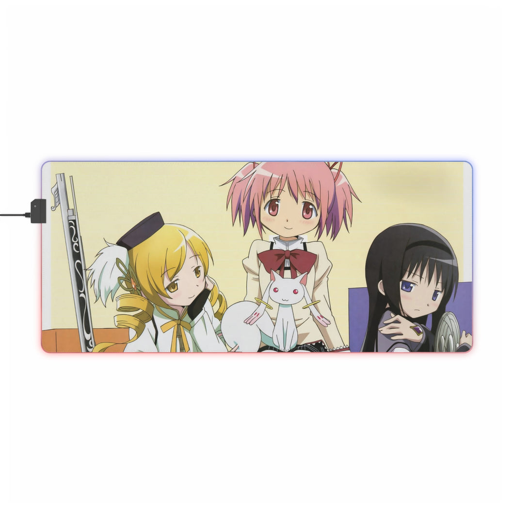 Puella Magi Madoka Magica Homura Akemi, Madoka Kaname, Mami Tomoe, Kyuubey RGB LED Mouse Pad (Desk Mat)