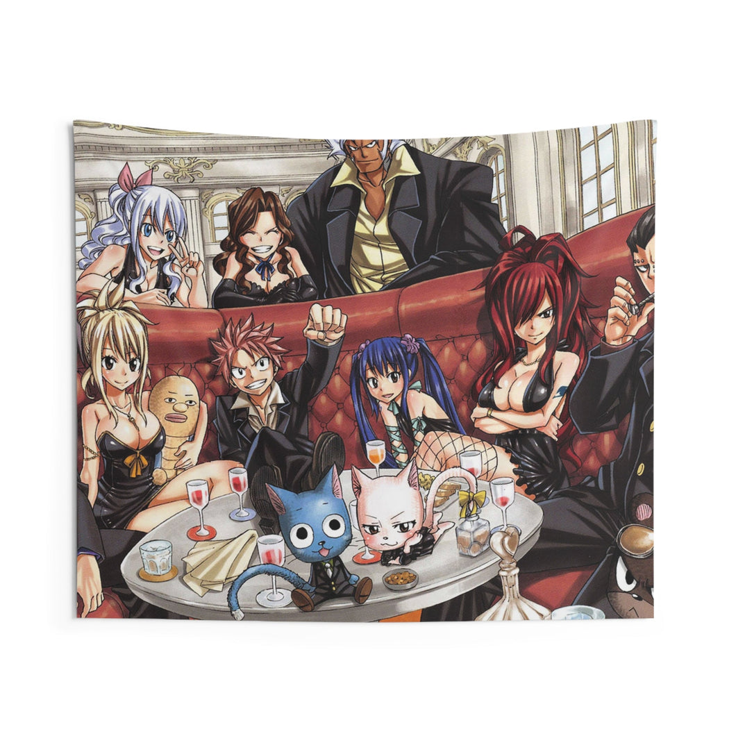 Fairy Tail Natsu Dragneel, Erza Scarlet, Gray Fullbuster, Lucy Heartfilia, Happy Indoor Wall Tapestry