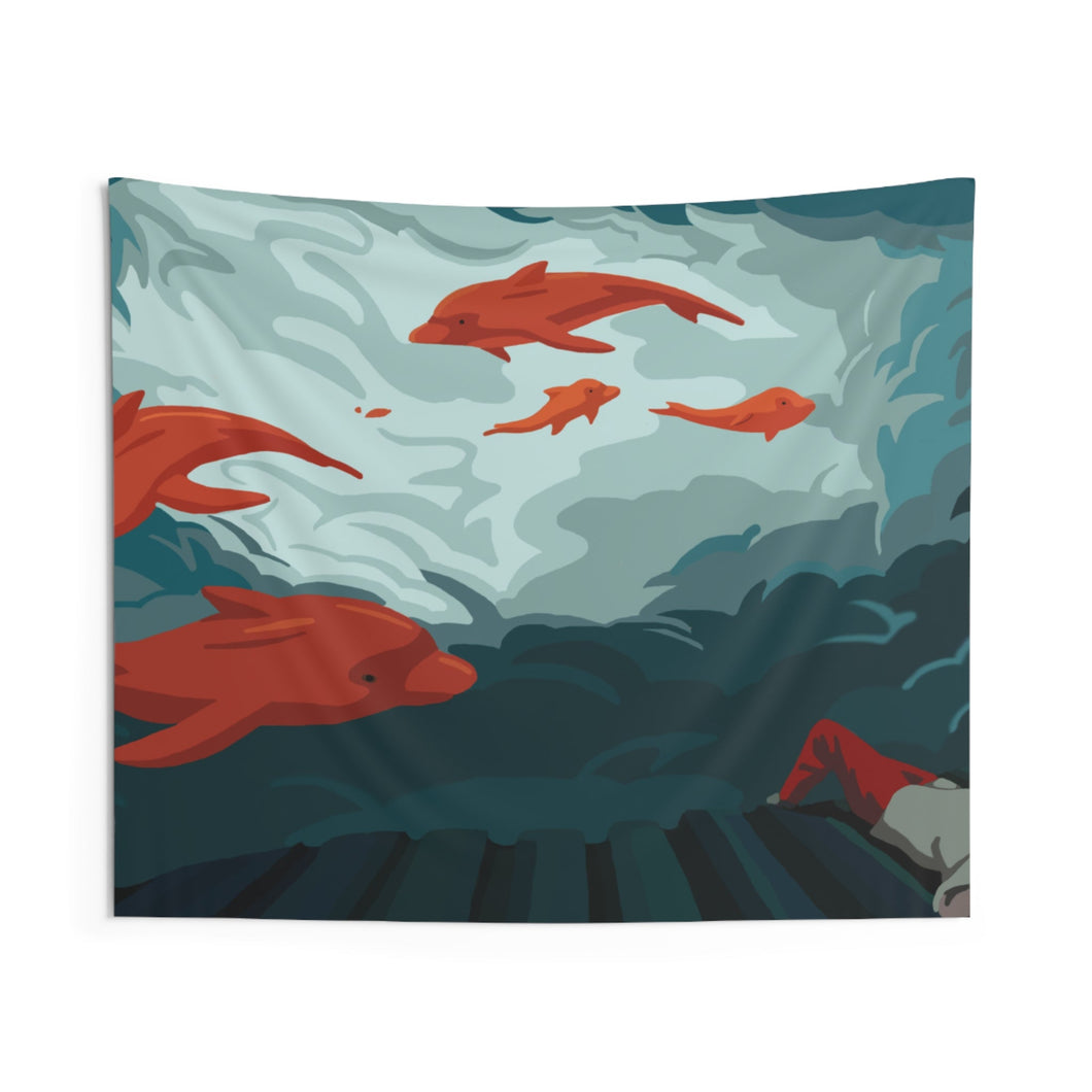 Big Fish & Begonia Indoor Wall Tapestry