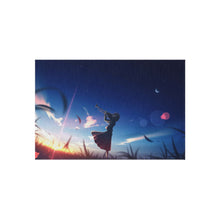 Load image into Gallery viewer, Anime girl playing the trumpet in the sunset Rug
