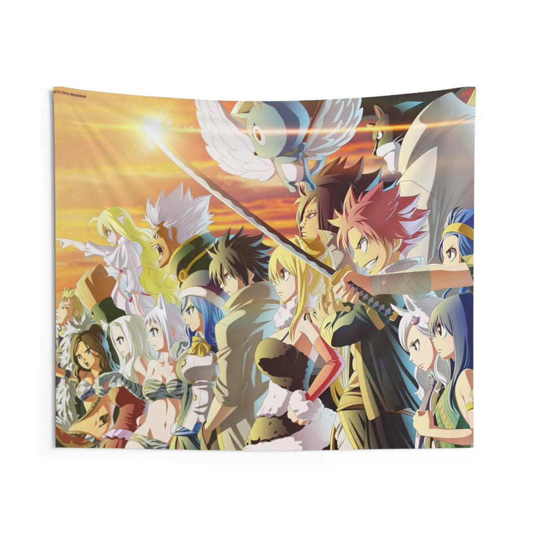 Fairy Tail Natsu Dragneel, Erza Scarlet, Gray Fullbuster, Lucy Heartfilia, Happy Indoor Wall Tapestry