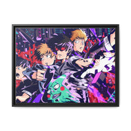 Mob Psycho 100 Arataka Reigen, Shigeo Kageyama, Ritsu Kageyama Canvas Framed Art Print