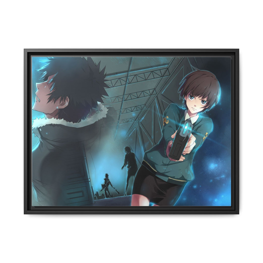 Shinya Kogami And Akane Tsunemori Together Canvas Framed Art Print
