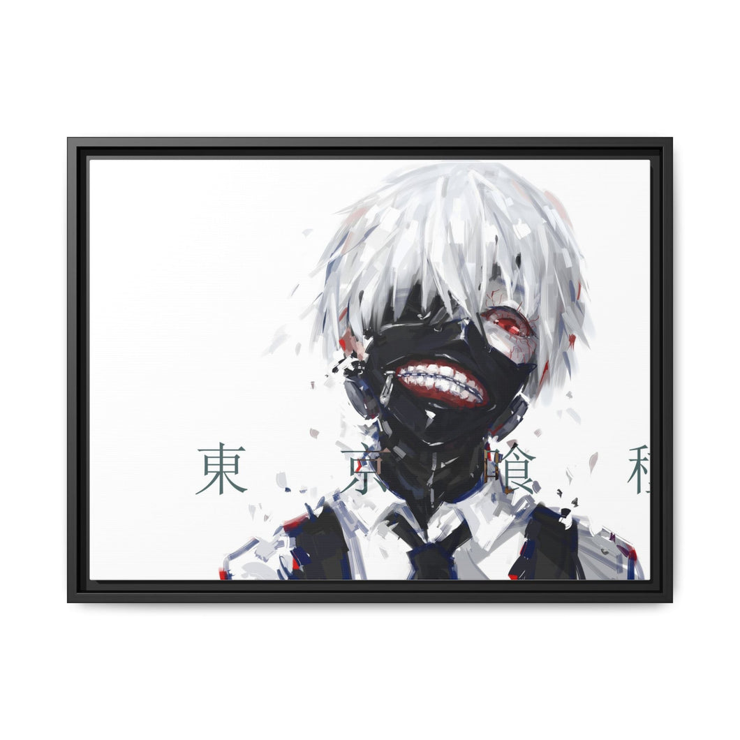 Ken Kaneki Mask Red Eyes White Hair and Short Hair Canvas Framed Art Print