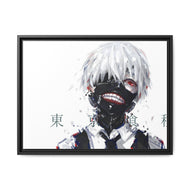Ken Kaneki Mask Red Eyes White Hair and Short Hair Canvas Framed Art Print