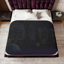 Load image into Gallery viewer, Dark Purple Room with Hats Sherpa Blanket
