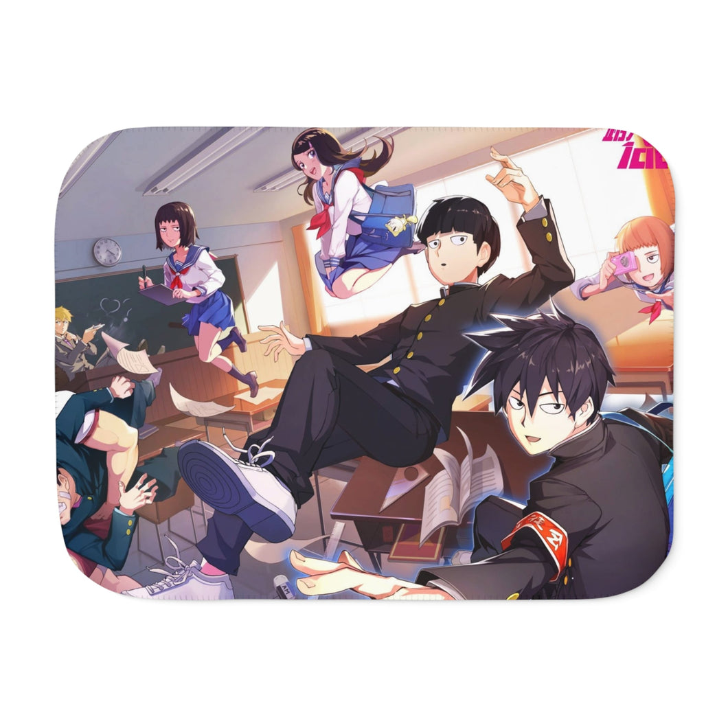 Mob Psycho 100 Arataka Reigen, Shigeo Kageyama, Ritsu Kageyama, Teruki Hanazawa, Tome Kurata Sherpa Blanket