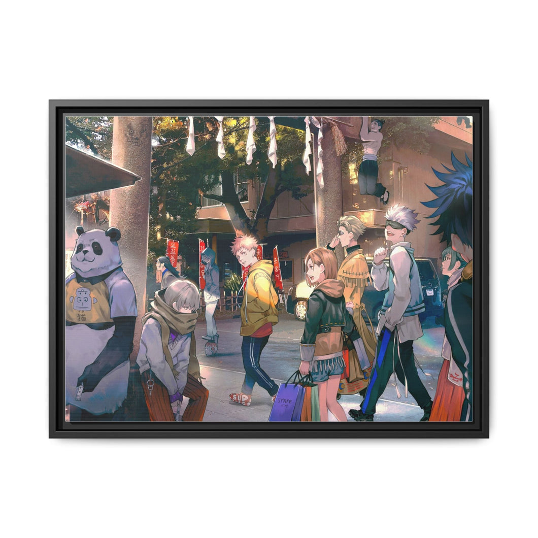 Jujutsu Kaisen Megumi Fushiguro, Nobara Kugisaki, Kento Nanami, Toge Inumaki, Maki Zenin Canvas Framed Art Print
