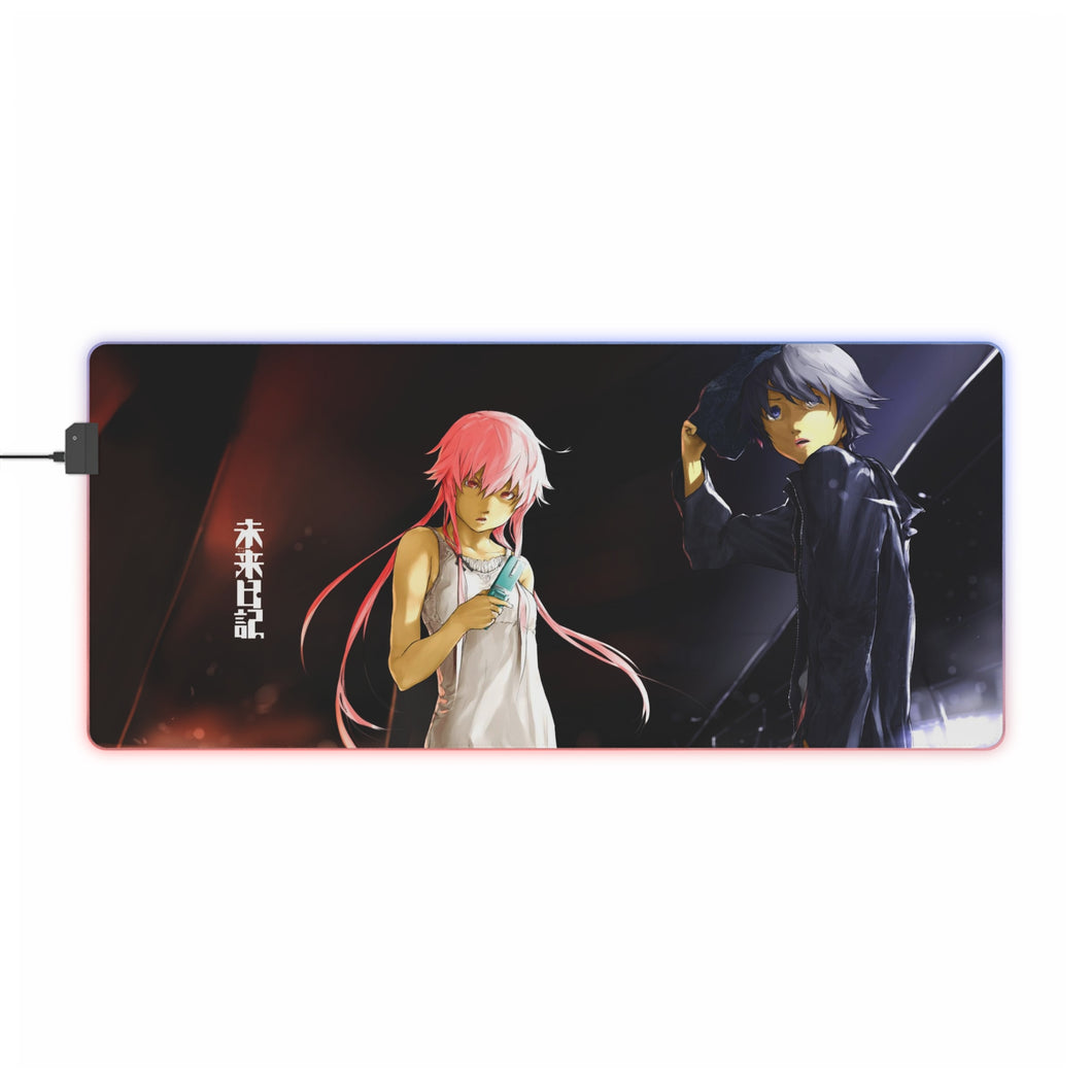 Tapis de souris LED RVB Mirai Nikki Yuno Gasai, Yukiteru Amano (tapis de bureau)