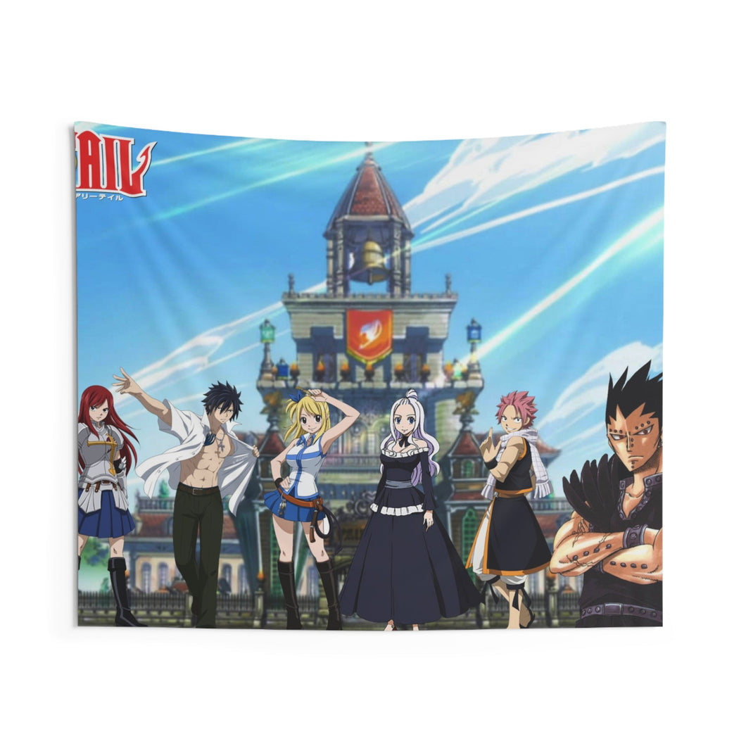 Fairy Tail Natsu Dragneel, Erza Scarlet, Gray Fullbuster, Lucy Heartfilia, Juvia Lockser Indoor Wall Tapestry