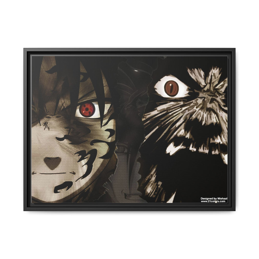 Sasuke Uchiha and Naruto Uzumaki Canvas Framed Art Print