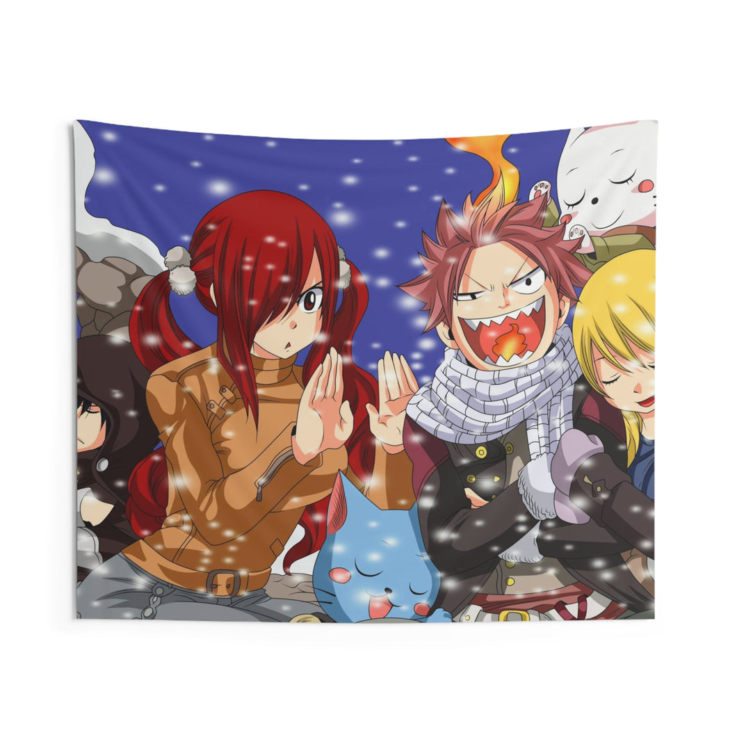 Fairy Tail Natsu Dragneel, Erza Scarlet, Gray Fullbuster, Lucy Heartfilia, Happy Indoor Wall Tapestry