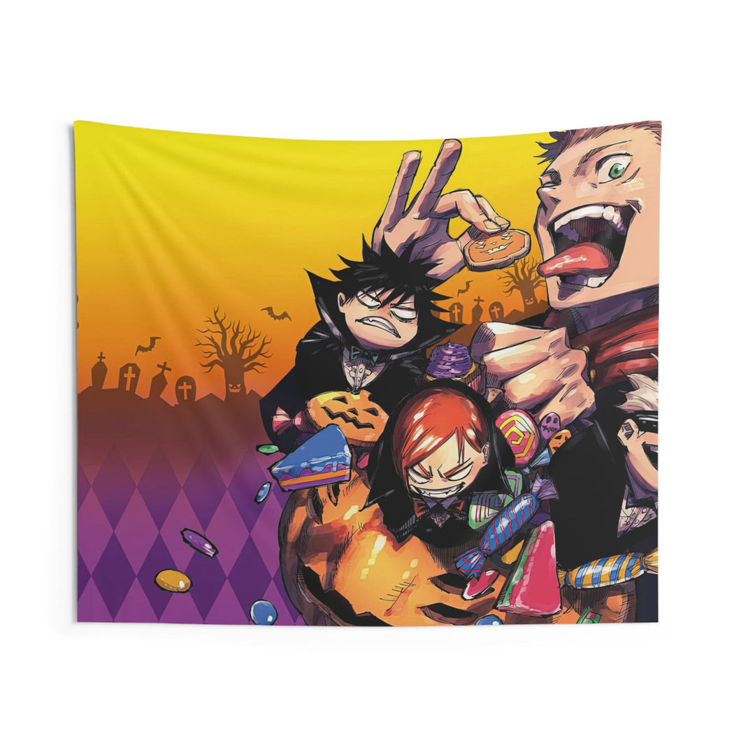 Yuji Itadori Satoru Gojo Nobara Kugisaki Megumi Fushiguro and Blindfold Indoor Wall Tapestry