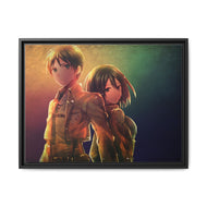 Eren Yeager and Mikasa Ackerman Canvas Framed Art Print