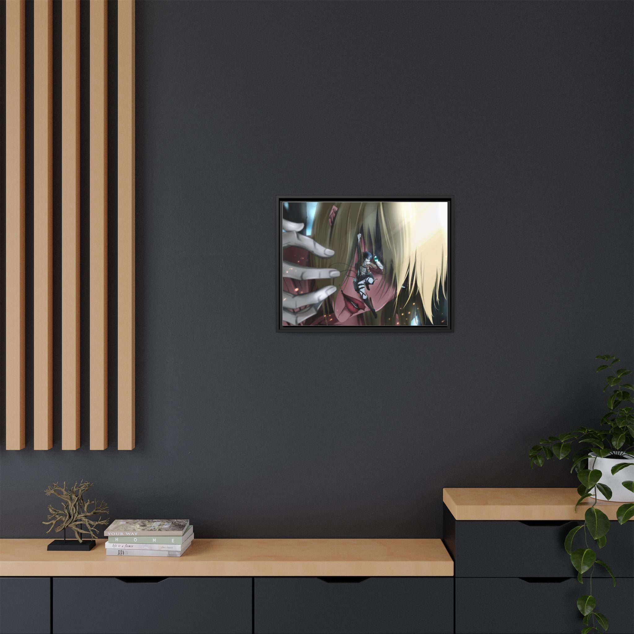 Load image into Gallery viewer, Eren Yeager and Annie Leonhart (Titan) Canvas Framed Art Print