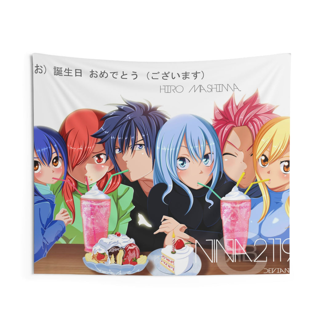 Fairy Tail Natsu Dragneel, Erza Scarlet, Gray Fullbuster, Lucy Heartfilia, Wendy Marvell Indoor Wall Tapestry