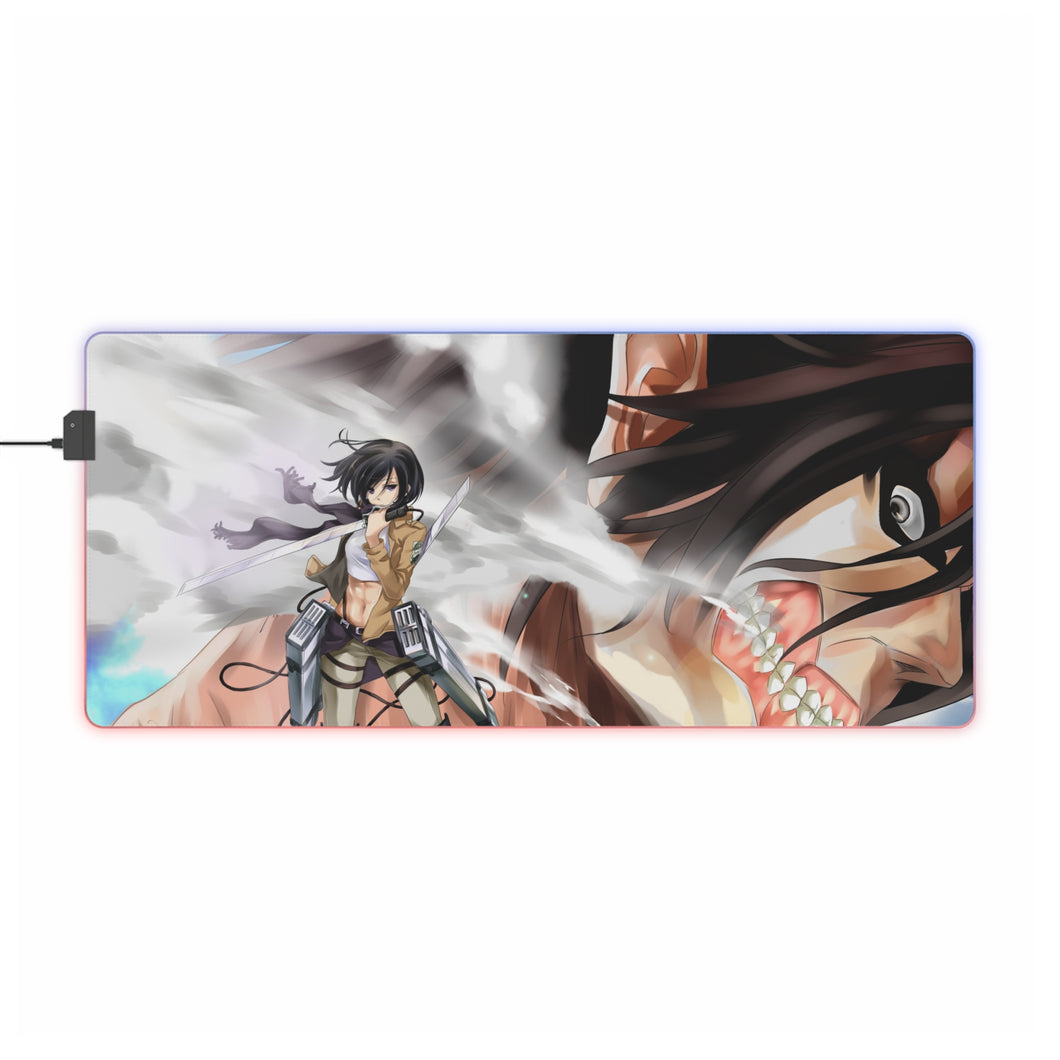 Woa Mikasa is Shredded! RGB LED Mouse Pad (Desk Mat)