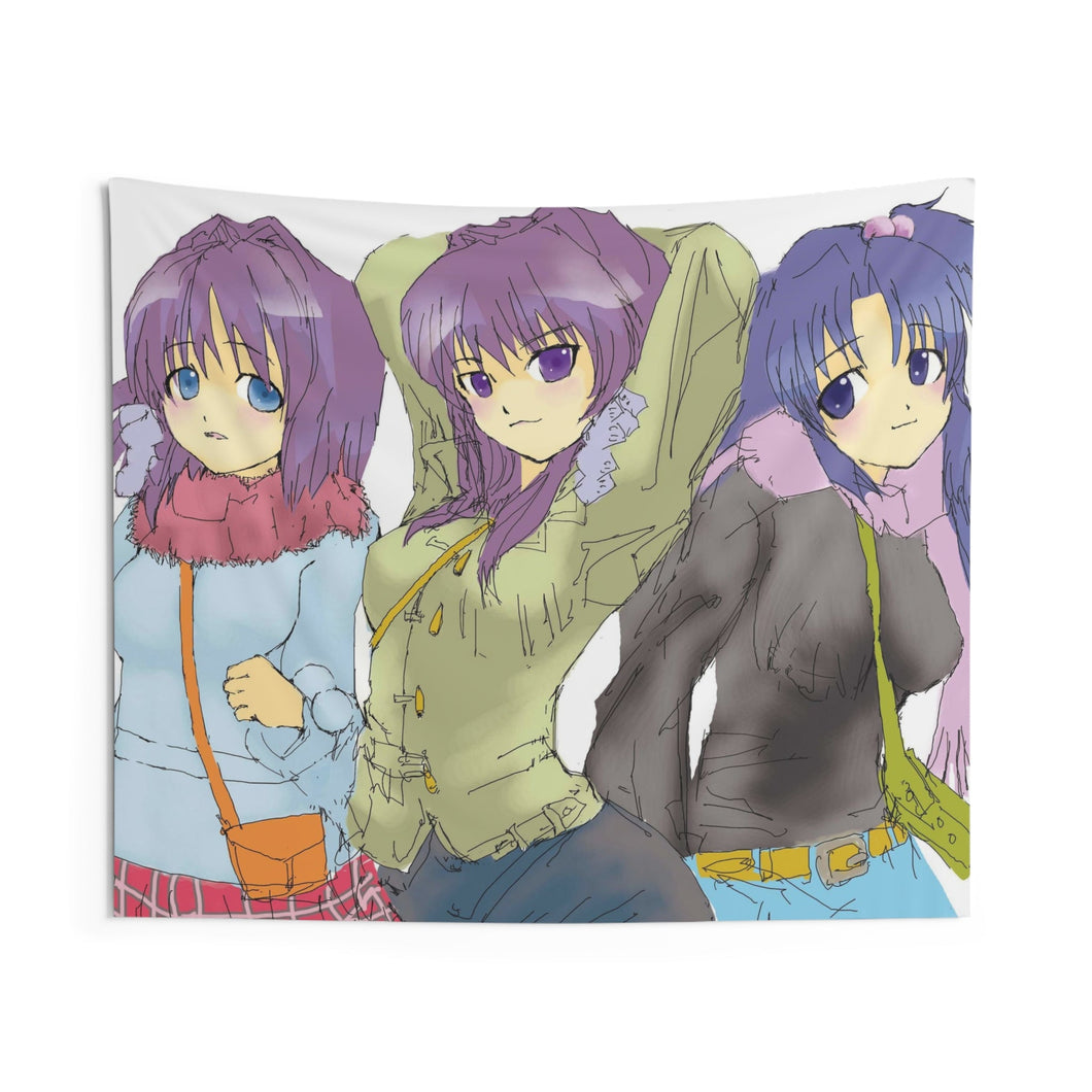 Clannad Kyou Fujibayashi, Kotomi Ichinose, Ryou Fujibayashi Indoor Wall Tapestry