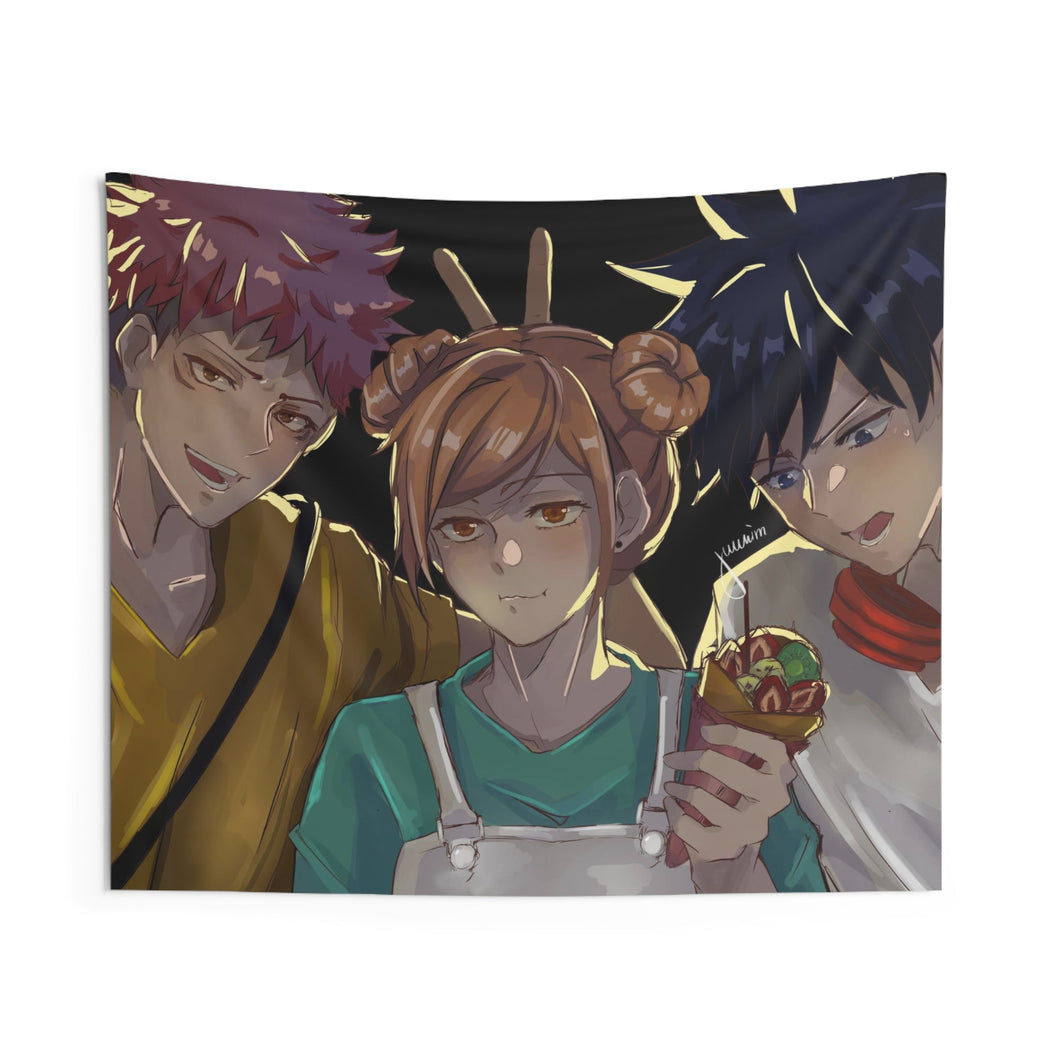 Crêpe Nobara Kugisaki and Yuji Itadori Indoor Wall Tapestry