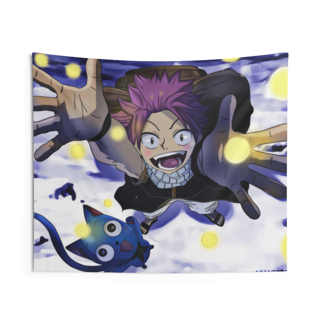 Fairy Tail Natsu Dragneel, Happy Indoor Wall Tapestry