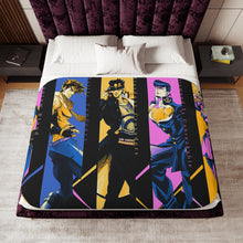 Load image into Gallery viewer, Giorno Giovanna Joseph Joestar Jotaro Kujo Josuke Higashikata and Jonathan Joestar Sherpa Blanket

