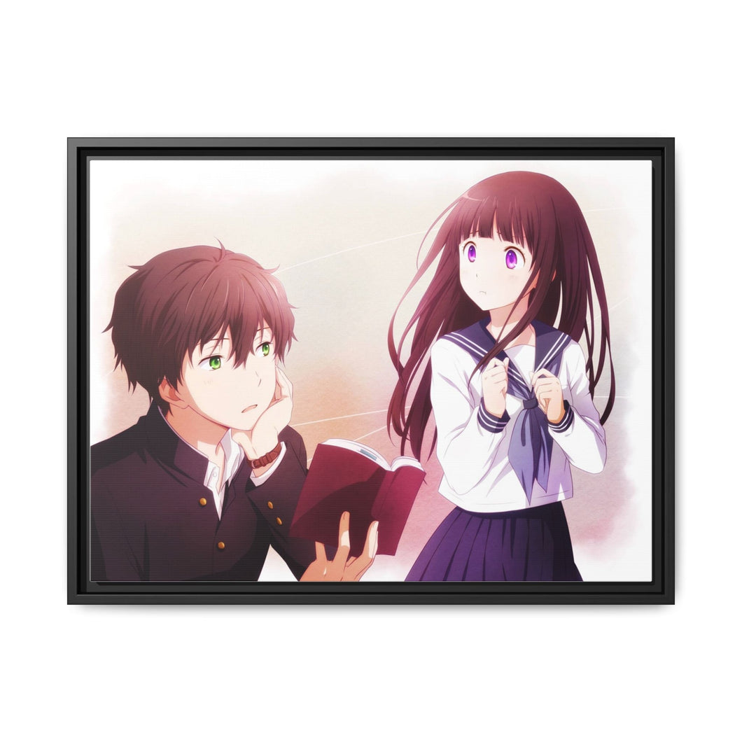 Eru Chitanda  And  Hōtarō Oreki Looking each other Canvas Framed Art Print
