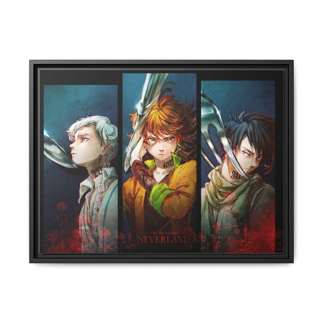 The Promised Neverland Ray, Norman, Emma Canvas Framed Art Print