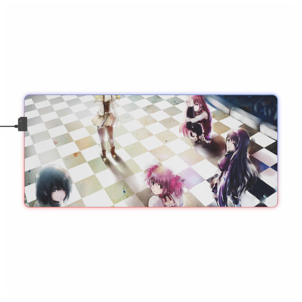 Puella Magi Madoka Magica Homura Akemi, Madoka Kaname, Sayaka Miki, Mami Tomoe RGB LED Mouse Pad (Desk Mat)